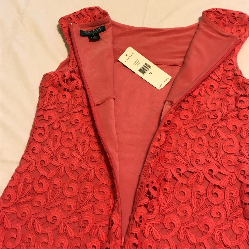 Ralph Lauren Coral Lace Midi Dress; NWT; Size 8 - Picture 9 of 16
